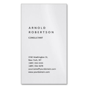 Vertical Grey Trendy Consultant Minimalist Magnetic Business Card