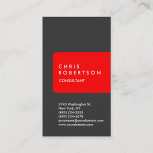 Vertical Grey White Red Stripe Business Card
