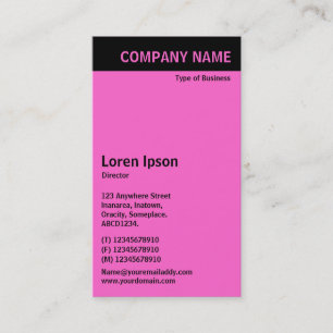 Vertical Header - Black with Pink FF66CC Business Card