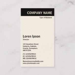 Vertical Header - Black with White (Cream Card) Business Card
