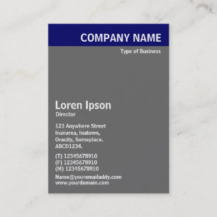 Vertical Header - Blue with Grey and White Business Card
