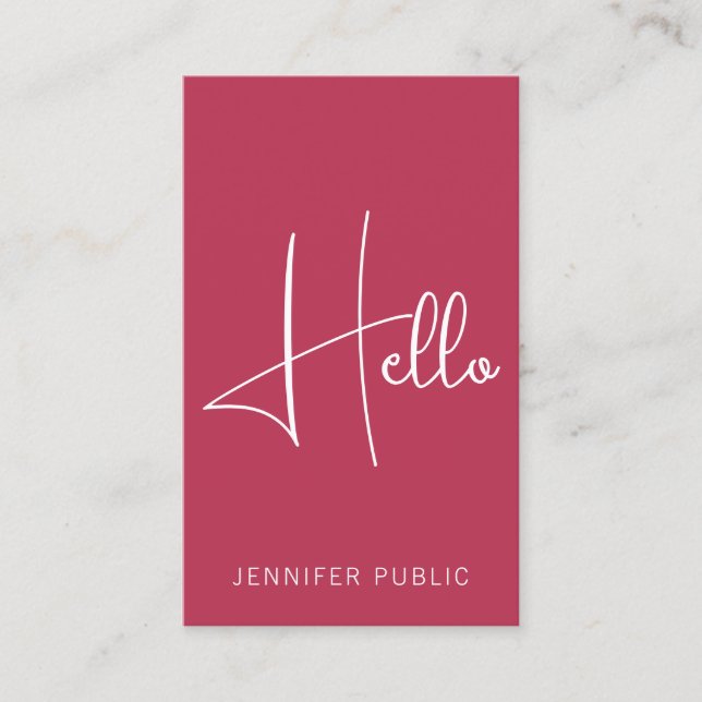 Vertical Hello Business Card Modern Professional (Front)
