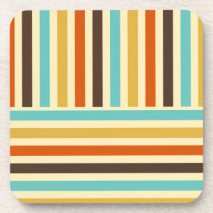 Vertical Horizontal Stripes Blue Yellow Red Coaster