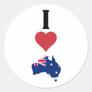 Vertical I Love Australia / I Heart Australia Classic Round Sticker