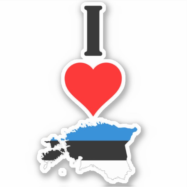 Vertical I Love Estonia Estonian Map and Flag (Front)