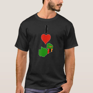 Vertical I Love Zambia I Heart Zambia Country Flag T-Shirt