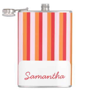 Vertical lines personalised stripes hip flask