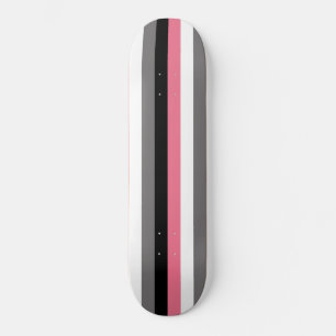 Vertical Lines Pink White Grey Black Stripes Skateboard