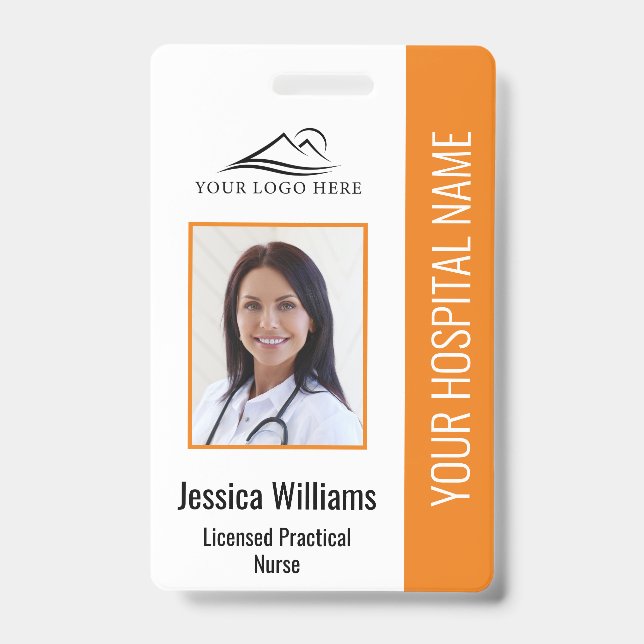 Vertical LPN Licensed Practical Nurse Photo ID Badge (Front)