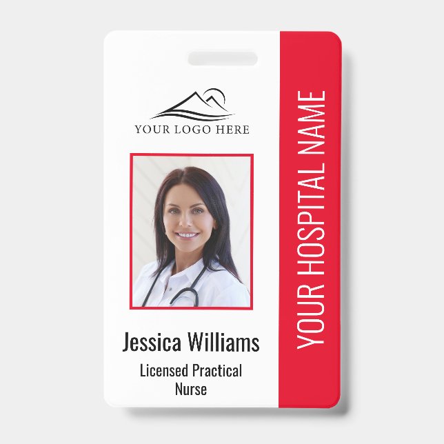 Vertical LPN Licensed Practical Nurse Photo ID  Badge (Front)