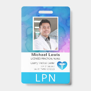 Vertical LPN, Licensed Practical Nurse, Photo ID Badge