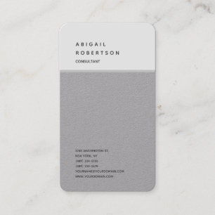 Vertical Minimalist Plain Modern Grey Business Card