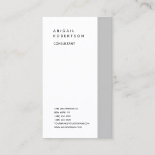 Vertical Minimalist Plain Modern Grey White Trendy Business Card