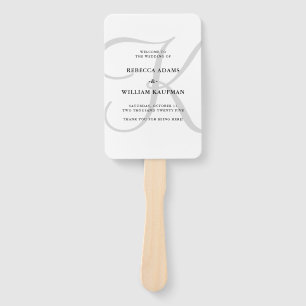 Vertical Modern Classic Monogram in Grey Wedding Hand Fan