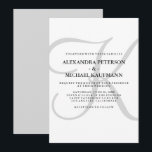 Vertical Modern Classic Monogram in Grey Wedding Invitation<br><div class="desc">These stylish wedding invitations display your monogram in large,  modern text coloured in soft grey on a white background. A simple,  elegant look for your modern wedding.</div>