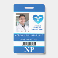 Vertical NP, Nurse Practitioner Photo ID Bar Code