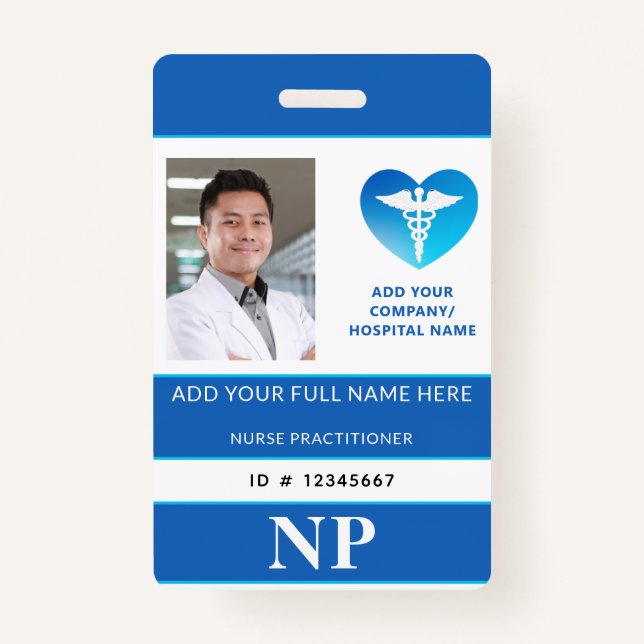 Vertical NP, Nurse Practitioner, Photo ID ID Badge (Front)