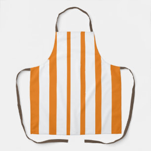 Vertical Orange And White Stripes  Apron
