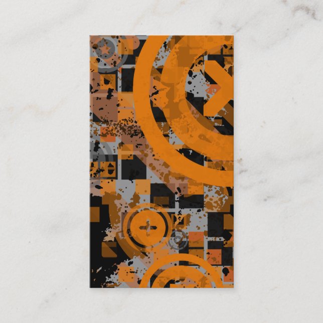 vertical orange chex business card (Front)