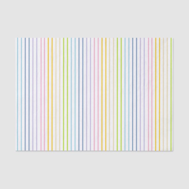 Vertical Outlined Pastel Rainbow Stripes Tissue Paper (Front)
