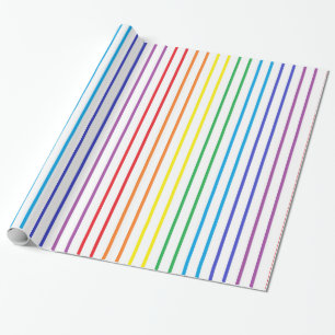 Vertical Outlined Rainbow Stripes Wrapping Paper