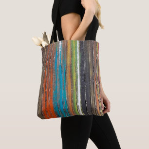 vertical paint striping tote bag
