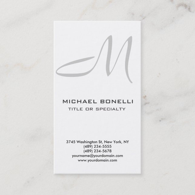 Vertical Park Avenue Monogram Trendy Business Card (Front)