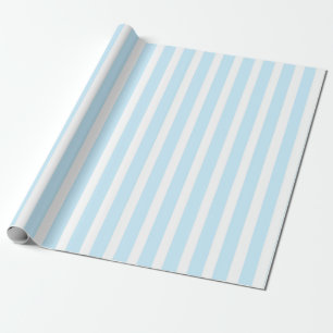 Vertical Pastel Blue and White Stripes Wrapping Paper