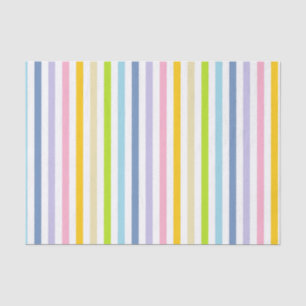 Vertical Pastel Rainbow and White Stripes Tissue Paper