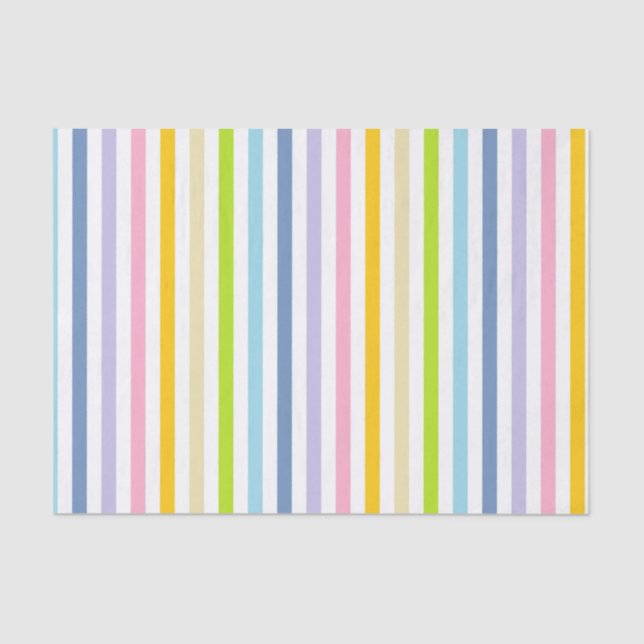 Vertical Pastel Rainbow and White Stripes Tissue Paper (Front)