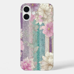 Vertical Pastel Stripes With Lace Textures  iPhone 16 Plus Case