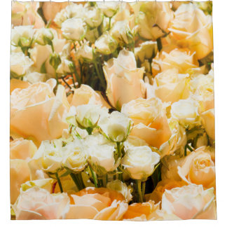 Vertical pattern of white roses. anniversary, back shower curtain