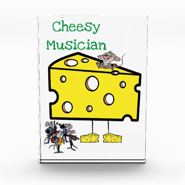Vertical Photo Block Mousey Cheesy Musician  (Front)