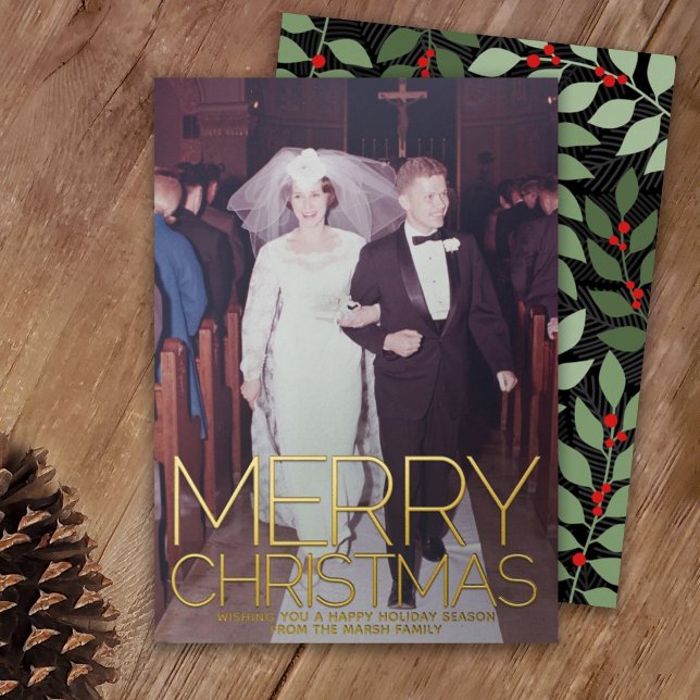 Vertical Photo botanical Merry Christmas - gold (Creator Uploaded)