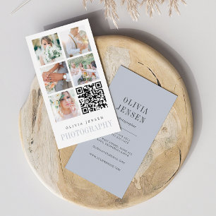 Vertical Photo Collage Photographer QR Code Business Card