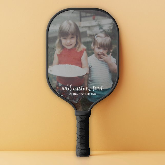 Vertical Photo with Custom Text Modern Script Pickleball Paddle (Custom Pickleball Paddle)