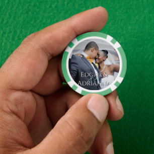 Vertical Photo- Year - Script Custom Name Wedding Poker Chips