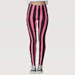 Vertical Pink and Black Stripes Leggings<br><div class="desc">Abstract digital art of vertical pink and black stripes</div>