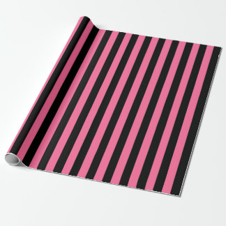 Vertical Pink and Black Stripes Wrapping Paper