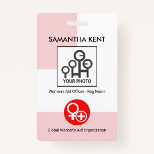 Vertical Pink Layers Photo Template Nurse ID Badge