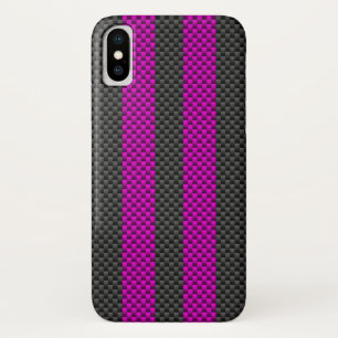 Vertical Pink Racing Stripes in Carbon Fibre Style Case-Mate iPhone Case