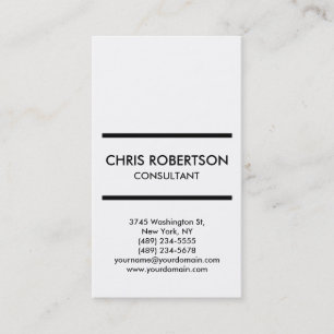 Vertical Plain Black & White Business Card