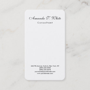 Vertical Plain Brush Script Minimalist Simple Business Card