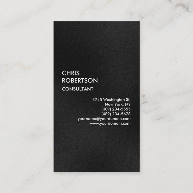 Vertical Plain Grey Attractive Charm Business Card (Front)