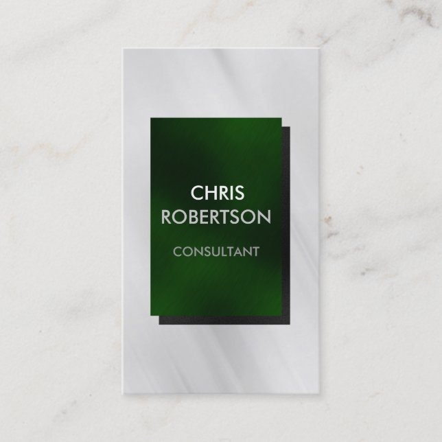 Vertical Plain Grey Green Attractive Business Card (Front)