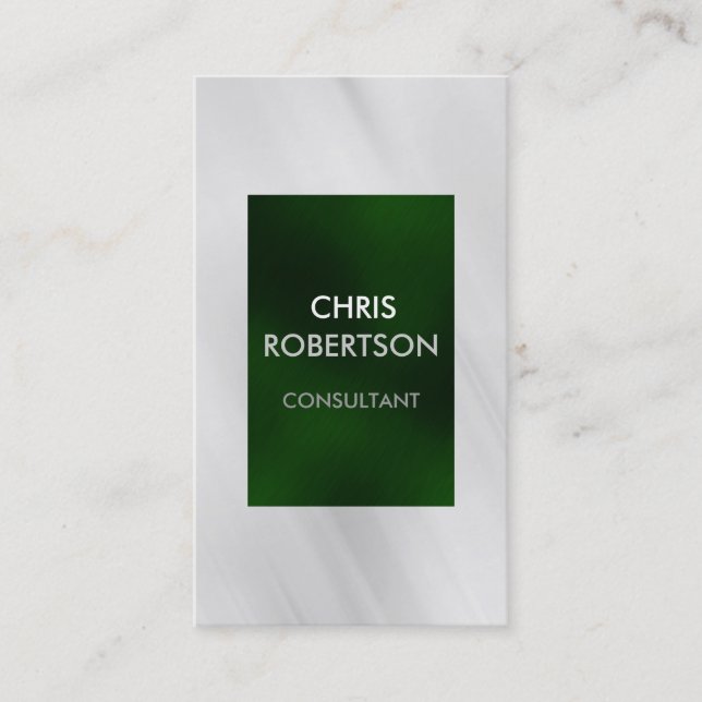Vertical Plain Grey Green Attractive Business Card (Front)