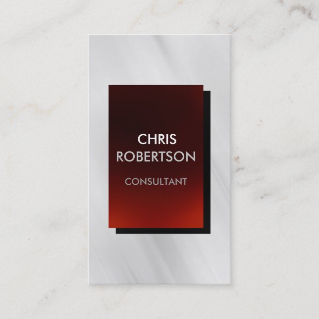 Vertical Plain Grey Red Attractive Business Card (Front)