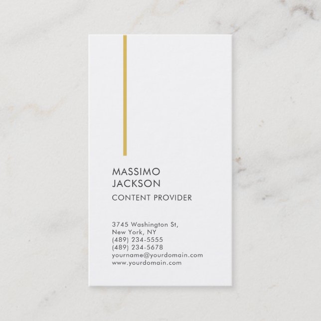 Vertical Plain Simple Black White Minimalist  Business Card (Front)
