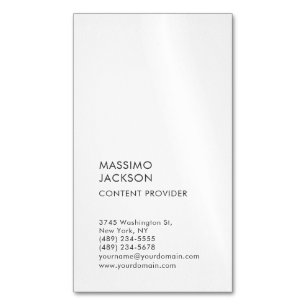 Vertical Plain Simple Black White Minimalist  Magnetic Business Card