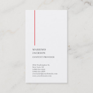 Vertical Plain Simple Black White Red Minimalist Business Card